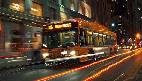 A City Bus Is Driving Down The Street Premium AI Generated Image