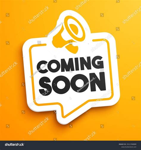 Coming Soon Speechbubble Advertising Megaphone Icon Stock Vector