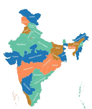 detailed political map  india  state  union territories labels
