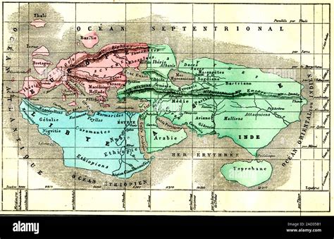 The World by Eratosthenes. 1886 replica of a map of the known world ...