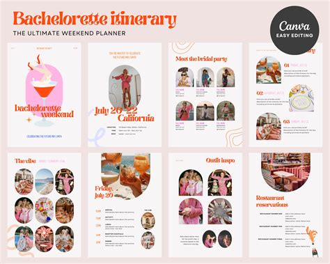 Aesthetic Bachelorette Itinerary & Planner Template Hens - Etsy