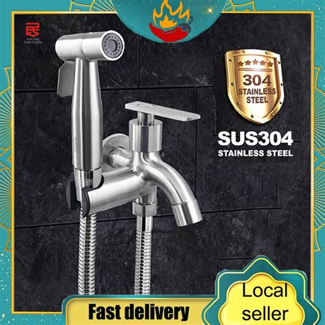 Bidet Spray Set Hand Bidet Stainless Steel Two Way Faucet Bathroom