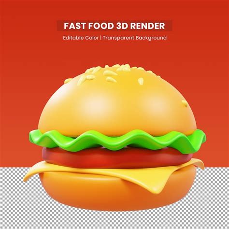 Premium Psd 3d Icon Render For Burger Fast Food