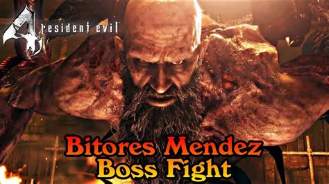 Resident Evil Bitores Mendez Boss Fight Leon Vs Mendez