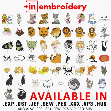 Cats Embroidery Designs Pack