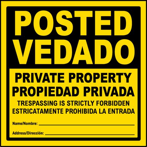 Yellow Bilingual Posted Private Property Sign Fast Shipping Shop Now