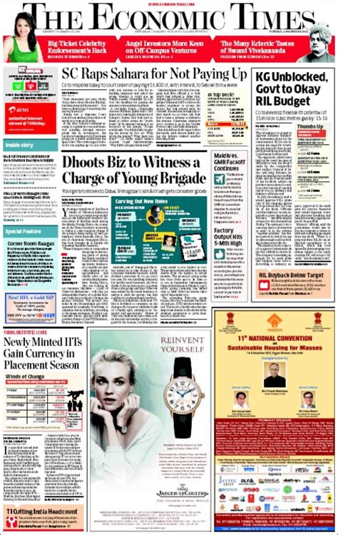 Newspaper The Economic Times India Newspapers In India Tuesdays