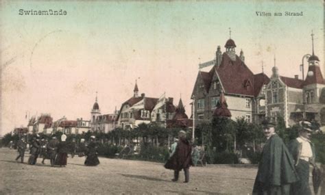 Cp Swinoujscie Swinemünde Pommern Villen am Strand Passanten Carte