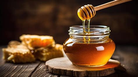 Premium Ai Image Honey Jar With Honey Dipper