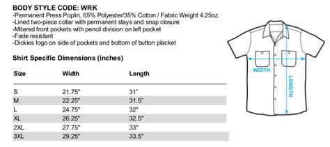 Dickies Size Chart - Greenbushfarm.com