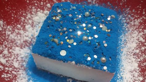 Soft Reformed Gym Chalk Block W Blue Holi Powder And Pearls Asmr