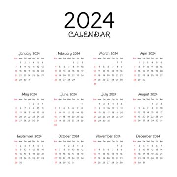 Calendar 2024 PNG Vector PSD And Clipart With Transparent Background