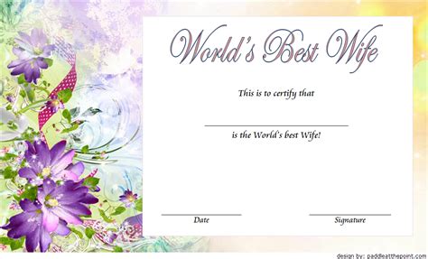 Worlds Best Wife Certificate Template Free 7 Beautiful Designs Fresh And Professional Templates