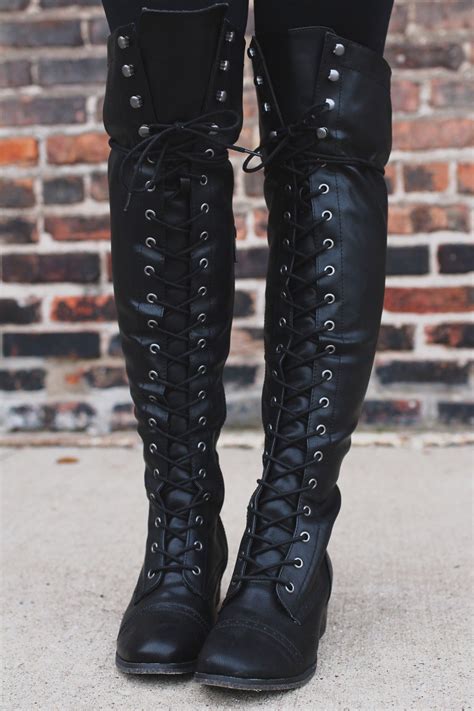 Black Lace Up Tall Riding Boot Women S Clothing Boutique Black Lace Up Boots