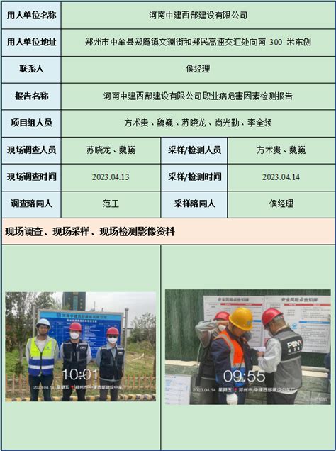 【职业卫生信息公示】hnjc 2023 第jc 28号河南中建西部建设有限公司职业病危害因素检测报告信息公示卡 Pony谱尼测试集团