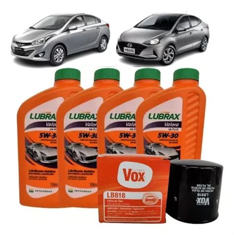 Kit Troca De Óleo 4 Litros 5w30 Hb20 1 6 Original Hyundai