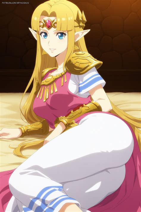 Hentai Nintendo Girl Alluring Bed Blonde Hair Blue Eyes Cape Clothed