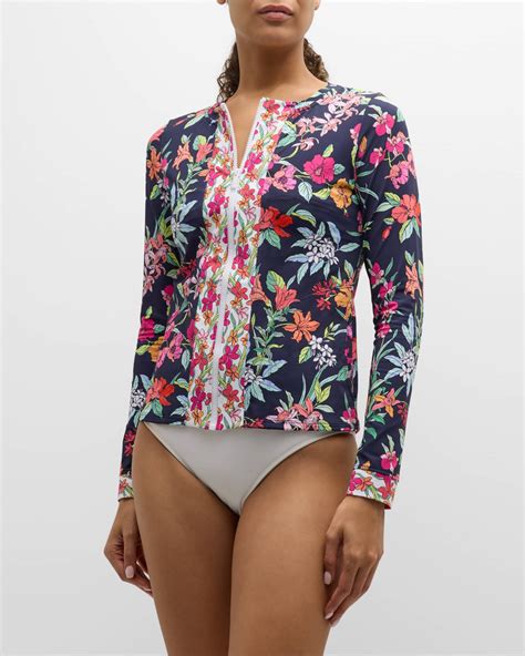 Tommy Bahama Summer Floral Rashguard Swim Top Neiman Marcus