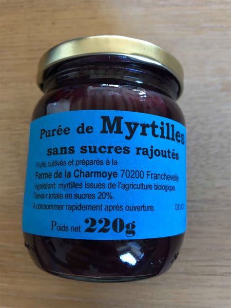 Purée de myrtille bio 220 g Ferme De La Charmoye Locavor fr