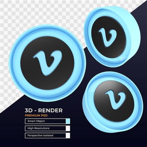 Premium Psd Vimeo Icon Perspective Isolated 3d Render