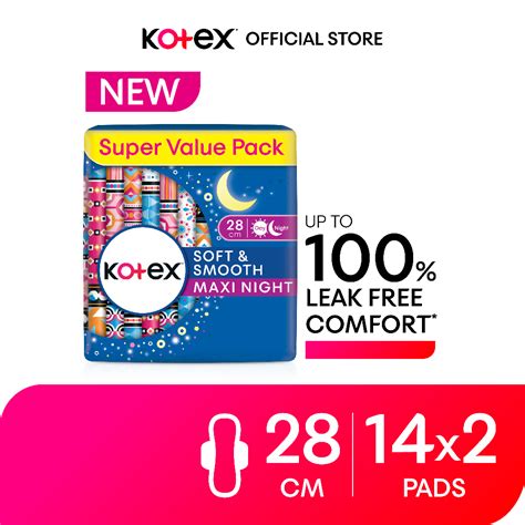 Kotex Soft Smooth Overnight Wing Pad Cm S X Packs Shopee