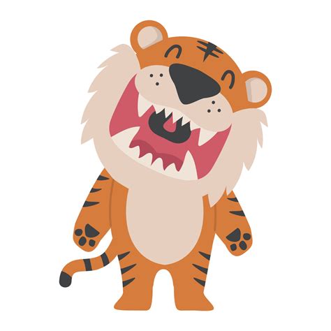 Cute Tiger Open Mouth Roaring Cartoon 15649419 Vector Art At Vecteezy