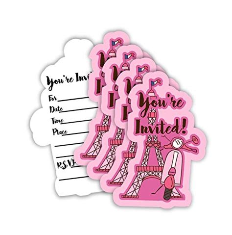 Pink Paris Birthday Party Invitations And Envelopes Value Pack 20 Count By Birthday Galore