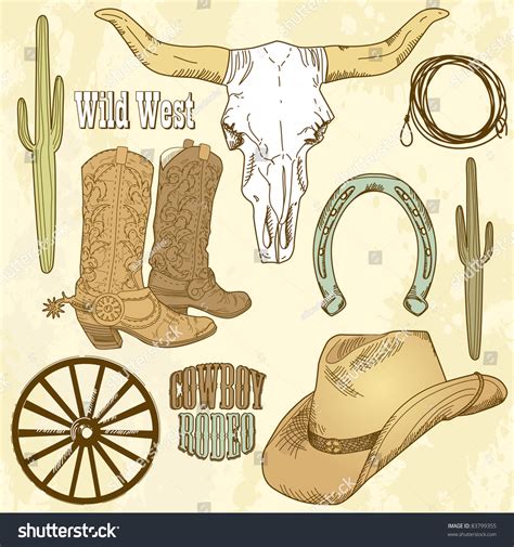 Wild West Western Set Stock Vector Royalty Free 83799355 Shutterstock