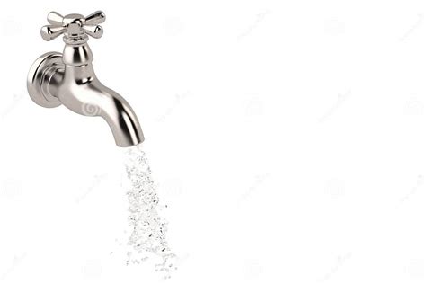 Chrome Tap With A Water Stream Isolated On White 3d Illustration Stock