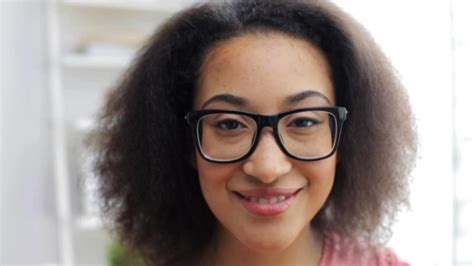 Happy Smiling African American Young Woman Face 3 Stock Footage