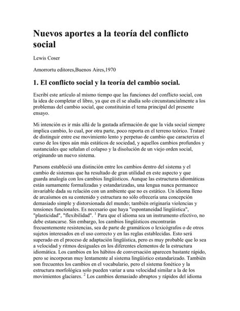 Nuevos aportes a la teoría del conflicto social