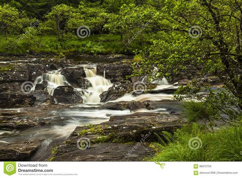 Waterfall. Glen Orchy. Scotland. Stock Image - Image of flowing, rocks ...