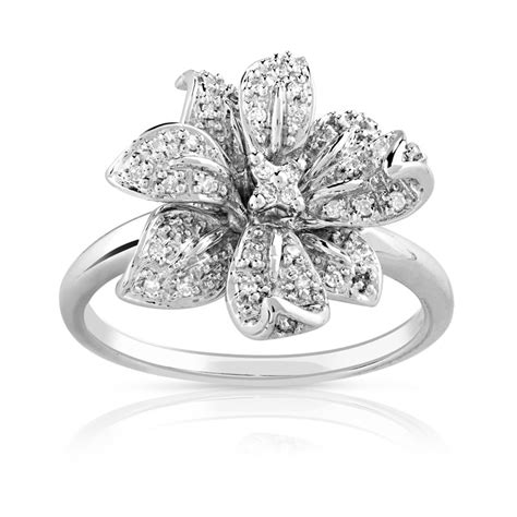 Bague Or 750 Blanc Fleur Diamants MATY