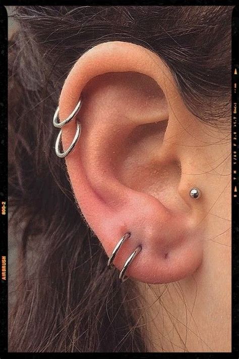 Double Helix Piercing Guys Ear Piercings Cool Ear Piercings Pretty