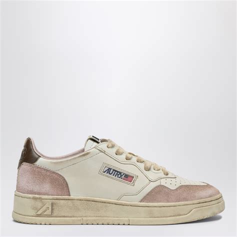 AUTRY Sneaker Medalist Low Super Vintage In Nude Sepia Leather TheDoubleF
