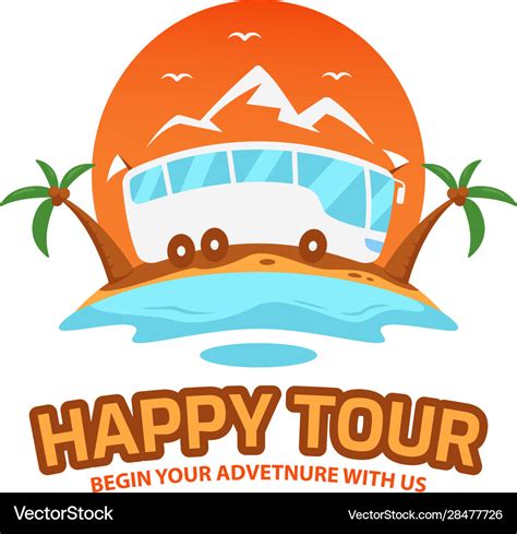 Happy Tour And Travel Logo Badge In Fun Colorful Vector Image