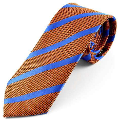 Orange & Light Blue Striped Silk Tie | In stock! | Tailor Toki