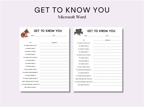 Editable Get To Know You Worksheet Digital Classroom Worksheet Team