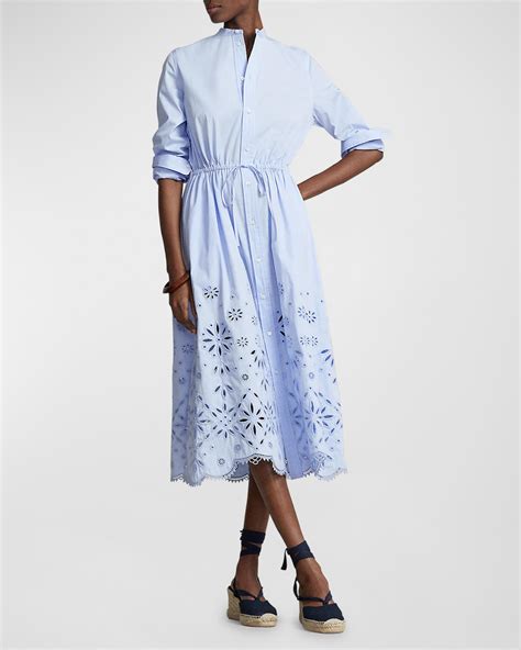 Polo Ralph Lauren Eyelet Embroidered Cotton Shirtdress Neiman Marcus