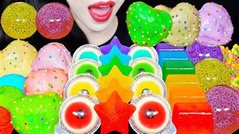 ASMR RAINBOW DESSERTS KOHAKUTO CHOCOLATE STRAWBERRY EYEBALL JELLY 코하쿠토