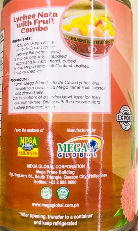 Mega Prime Nata De Coco Coconut Gel G Food Drinks Packaged