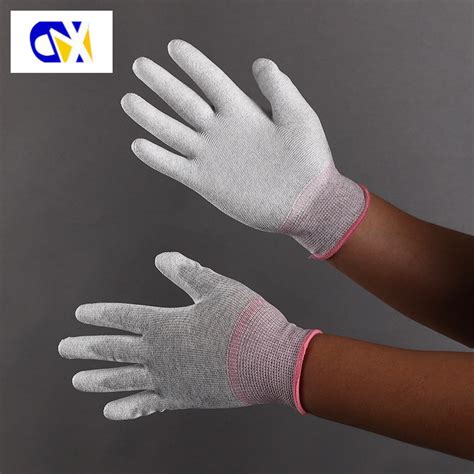 G Carbon Fiber Nylon Pu Coated Palm Esd Gloves China Anti Static