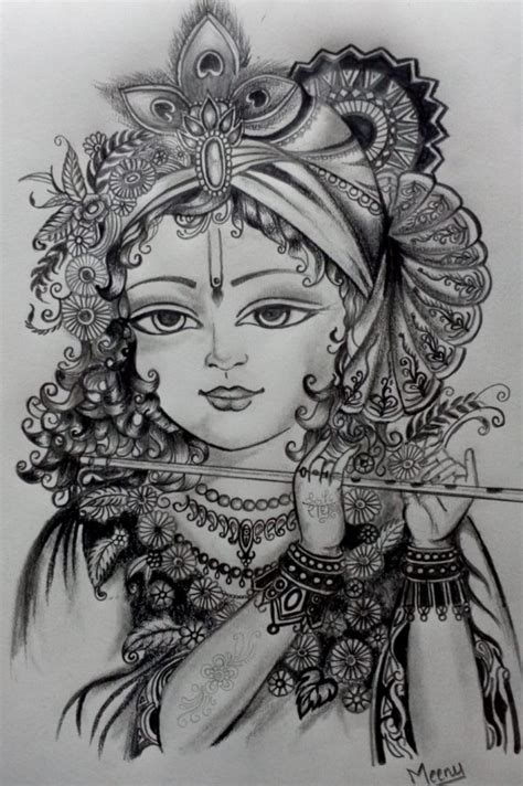 Lord Krishna Pencil Sketch