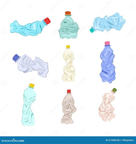 Crumpled Plastic Bottles Unhygienic Broken Garbage Rubbish Trash