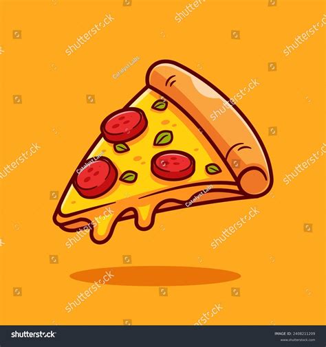 Pizza Slice Melted Floating Cartoon Vector Stock Vector Royalty Free