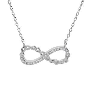 Collier En Argent Rhodi Cha Ne Avec Pendentif Infini Et Oxydes Blancs