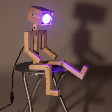 Jaffu Wooden Articulated Design Lamp In The Form Of A Personage