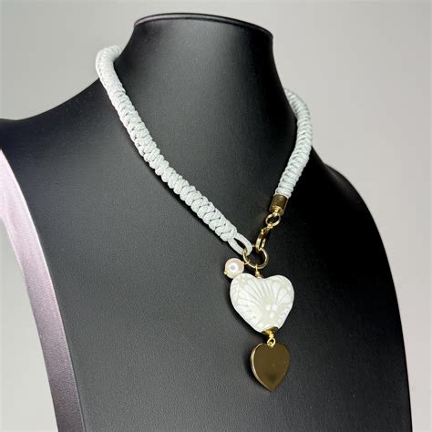 Talavera Puro Amor Cord Charm Necklace | Talavera Azul | Blue Pottery