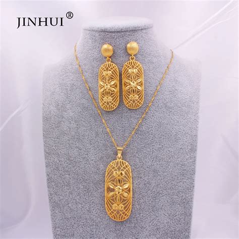 Arab Gold Color 24K Jewelry Sets For Women Bridal Party Ethiopia