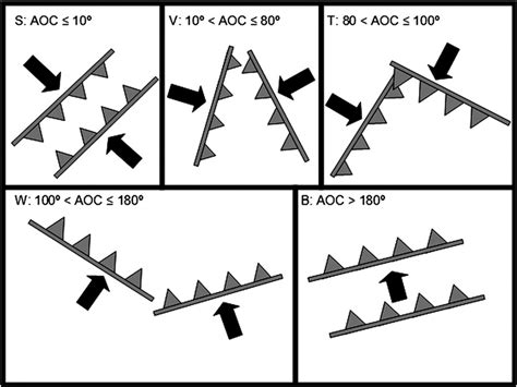 Diagram of all five AOC types. Cold-front symbols represent the OBs ...